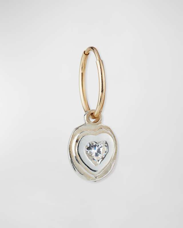 Orchid Heart Cubic Zirconia Earring, Single